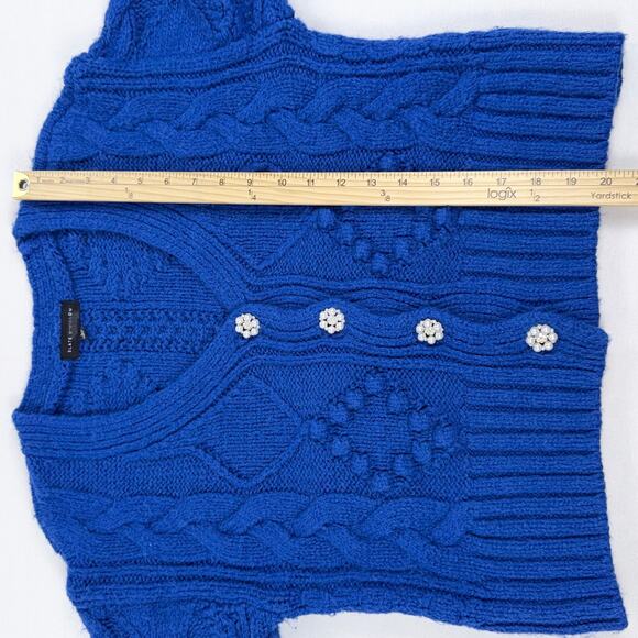 Slate & Willow Women's Bobble Chunky Knit Cardigan Sweater XS Blue - Picture 13 of 14